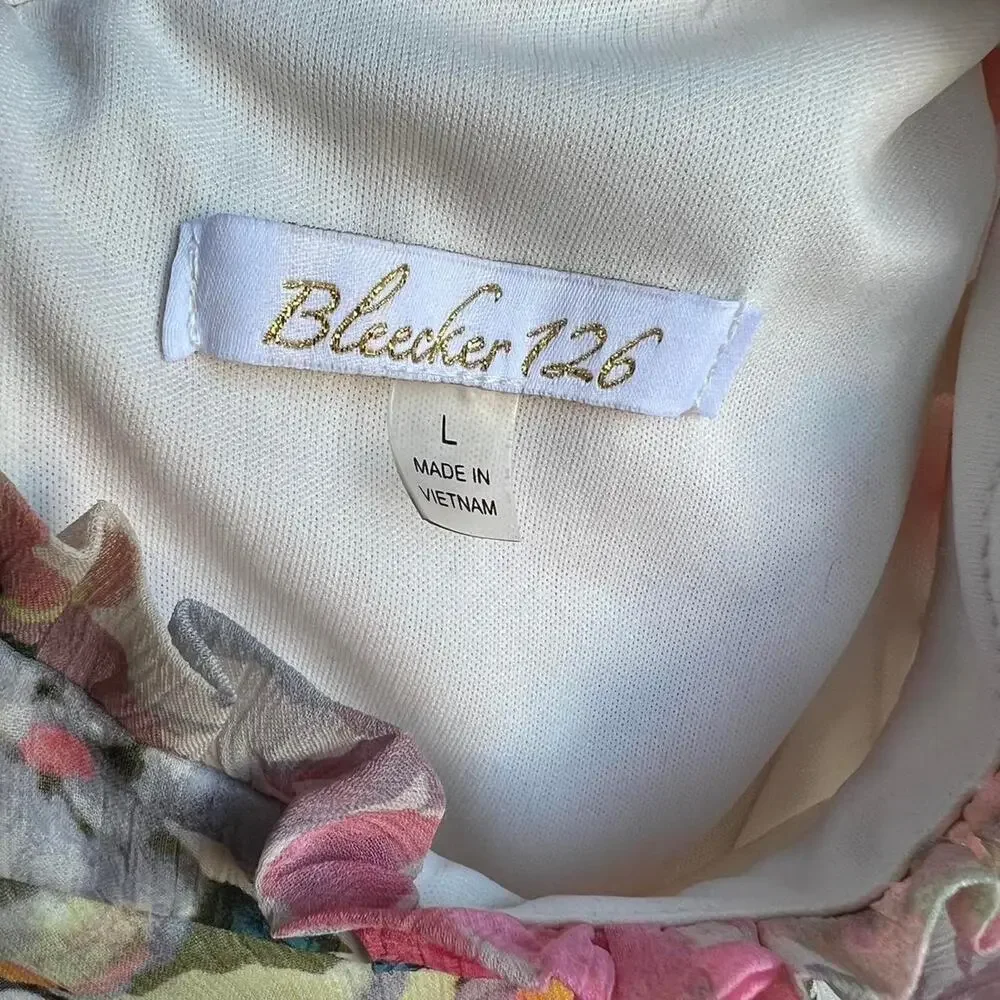 Bleecker 126 Multicolored Floral Sleeveless Dress With‎ Ruffled Collar Large